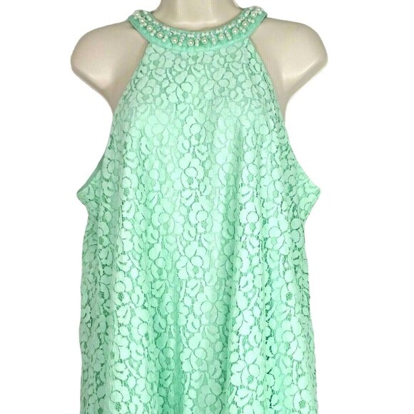 Altard State Shift Dress Lace Overlay Beaded Women Size L Green Wedding Party - Picture 2 of 9